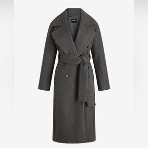 NWT Express Faux Wool Double Breasted Signature Wrap Coat - size Large